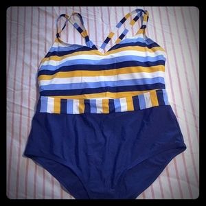 Kona Sol One Piece Striped Swimsuit